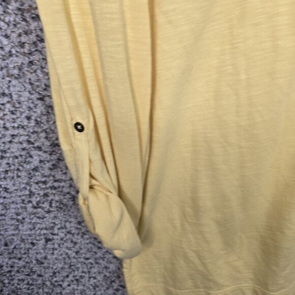 Chicos Zenergy Top Womens 2 US Large Yellow Popover Roll Tab Sleeve Cotton Modal - Picture 3 of 7